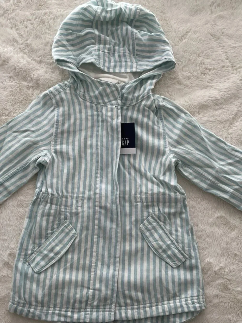 SALE! NWT GAP Kids Hooded Jacket Light Blue Stripes Size 5T